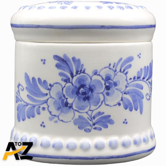 Handpainted Delft Blue Holland Ceramic Container Jar Trinket Box with lid - wind - Picture 3 of 12